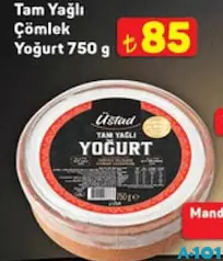 ÜSTAD TAM YAĞLI ÇÖMLEK YOĞURT 750 G